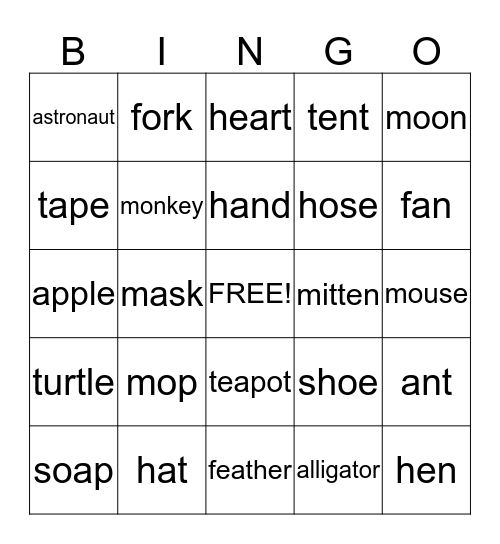 Vocabulary Bingo Card