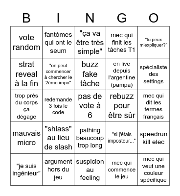 Among us bingo Card