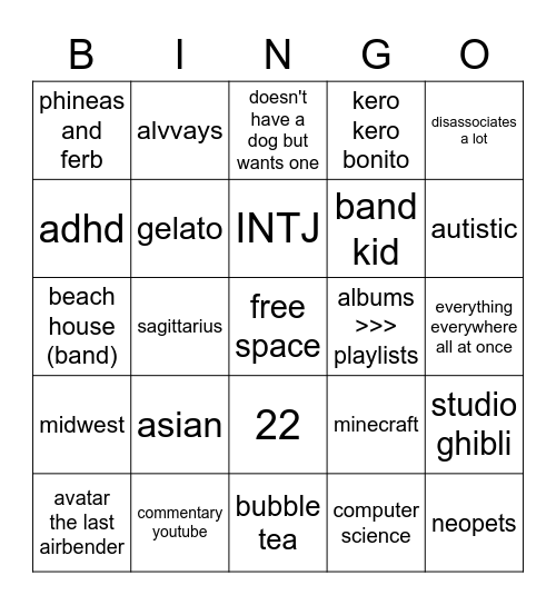 eric Bingo Card