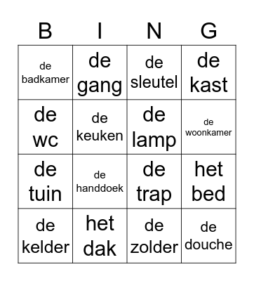 Het huis Bingo Card