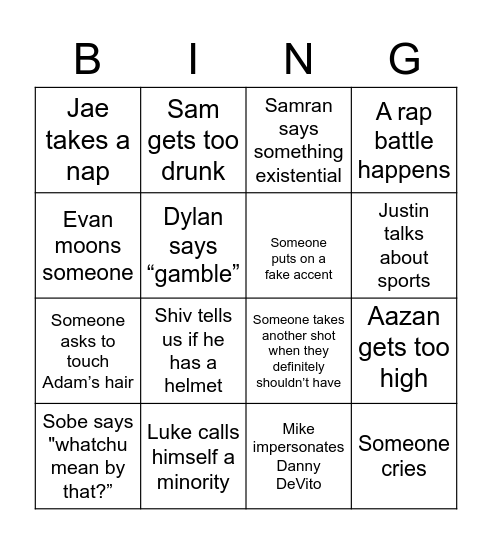 MDW Bingo Card