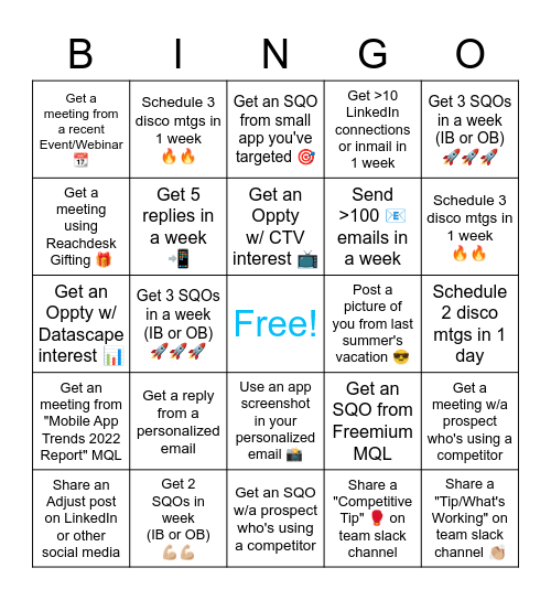 EMEA SDR Bingo Q2 Bingo Card