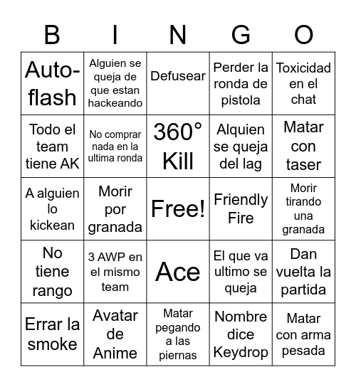 CS:GO Bingo Card