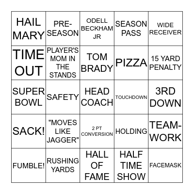 MONDAY NIGHT FOOTBALL Bingo Card