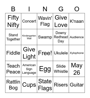 Spring Sing BINGO Card