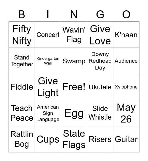 Spring Sing BINGO Card