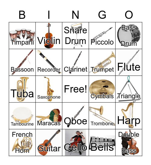 INSTRUMENTS Bingo Card