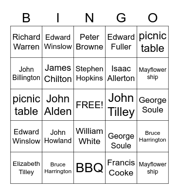 MAYFLOWER BINGO Card