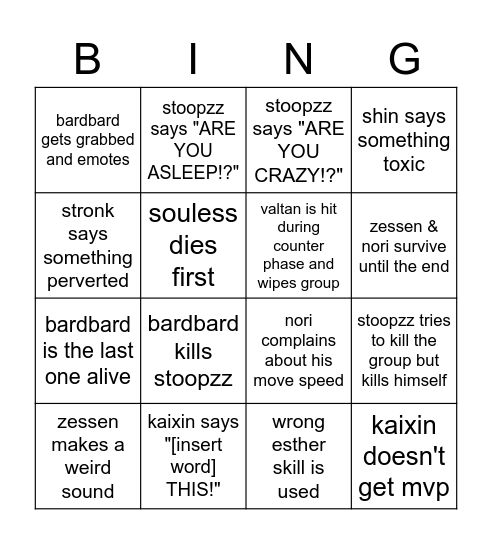 cow man Bingo Card