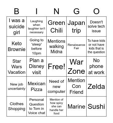 Stooph Bingo Card