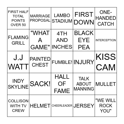 MONDAY NIGHT FOOTBAL Bingo Card
