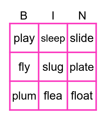 ET3 Unit 11 phonics 2 Bingo Card