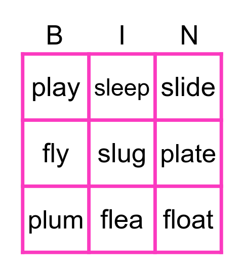 ET3 Unit 11 phonics 2 Bingo Card