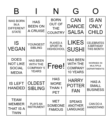 TMAW BINGO Card