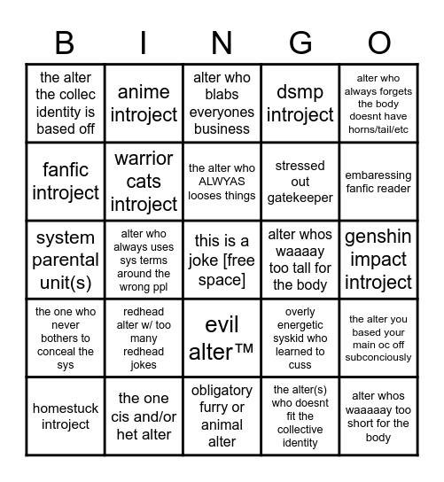 alter bingo [osddid] Bingo Card