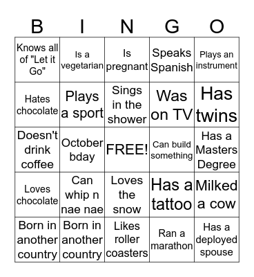 305th APS Meet and Greet Bingo Card