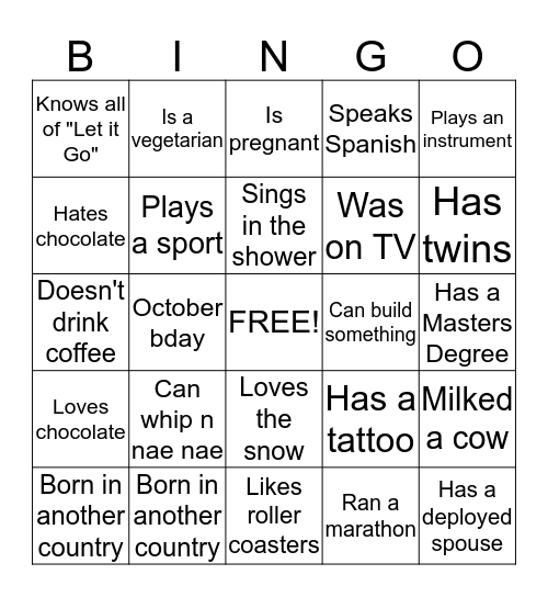 305th APS Meet and Greet Bingo Card