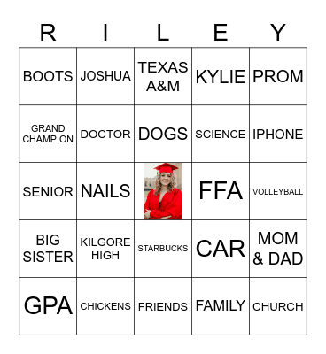 Riley's Bingo Game Bingo Card