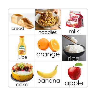 Food Bingo Card