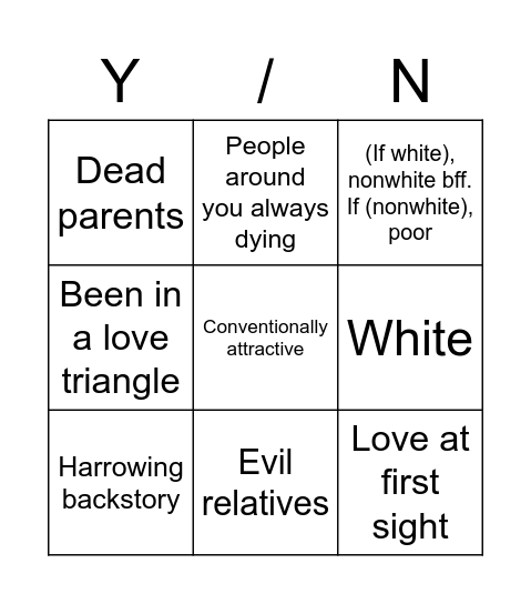 Am I The Main Character?! Bingo Card