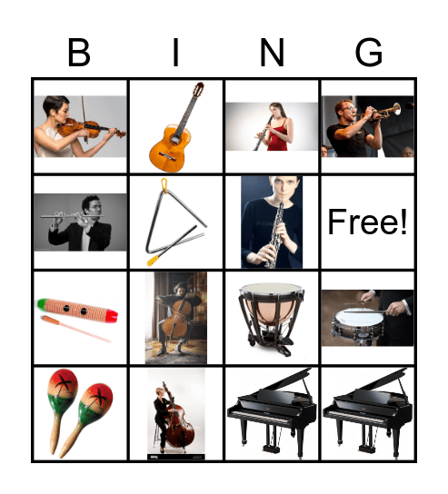 Music Instrument Bingo Card