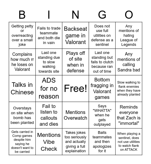 Brandon Bingo Version 2 Bingo Card
