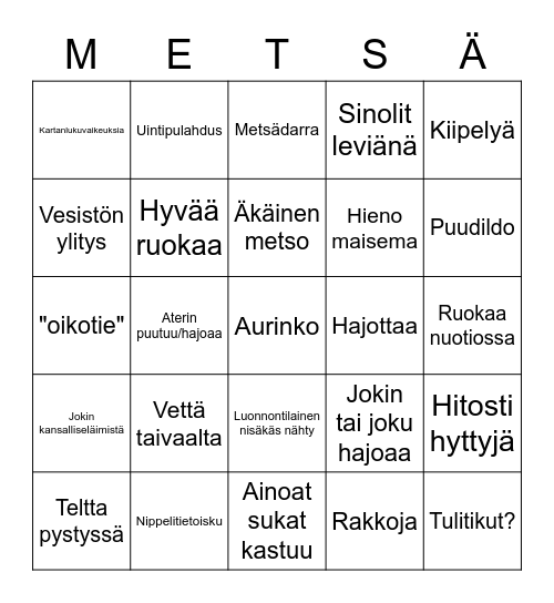 MetsäBingo Card