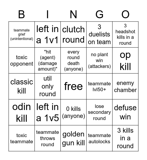 baloran Bingo Card