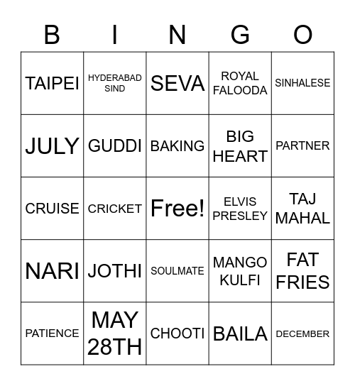 HAPPY 50TH ANNIVERSARY NARI & JOTHI Bingo Card