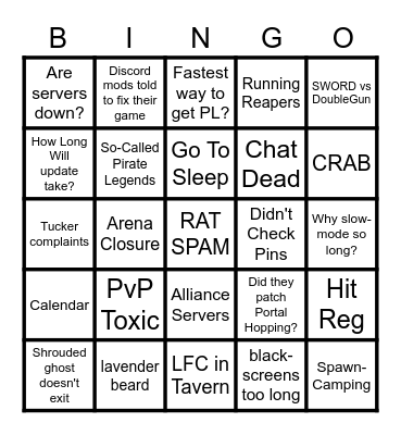 SoT Tavern Bingo Card