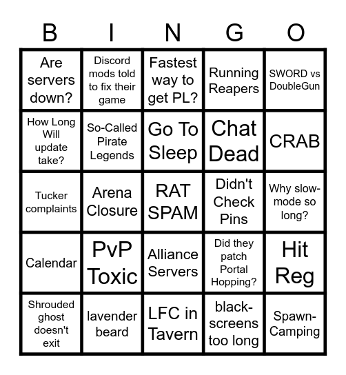 SoT Tavern Bingo Card