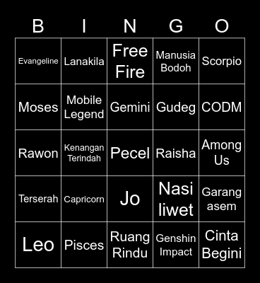 MOSEVICH Bingo Card