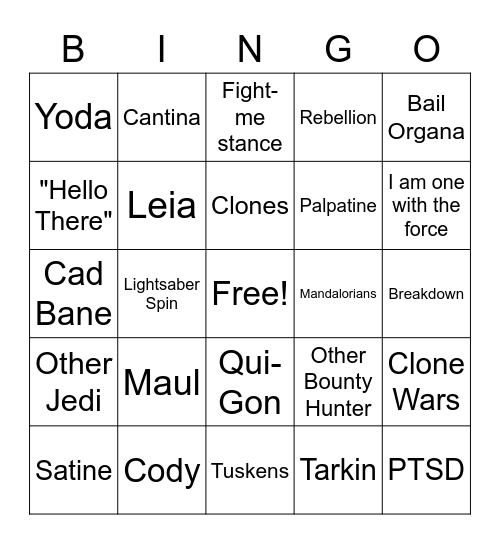 Kenobi Series Bingo Card