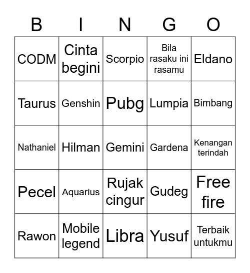 Punya El Bingo Card