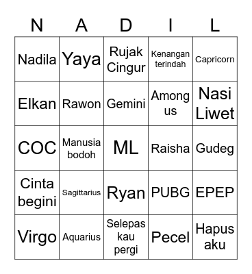 bingo berpola Bingo Card