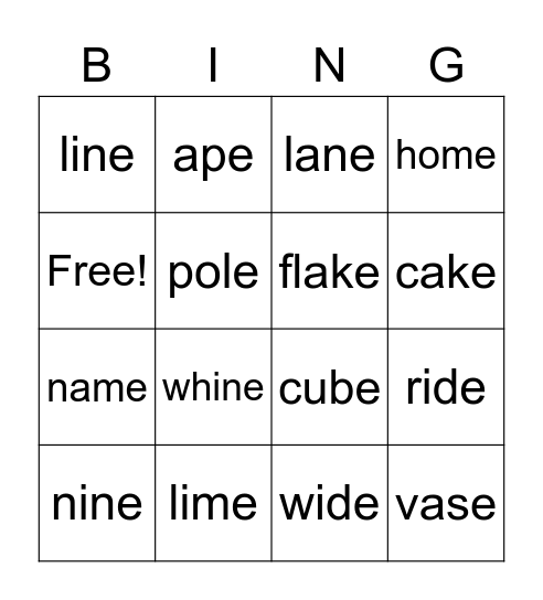 V-E Bingo Card