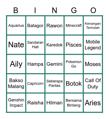 Gianluca Allesandro Bingo Card