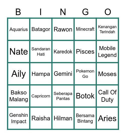 Gianluca Allesandro Bingo Card