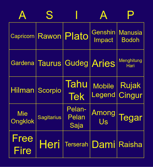 Heri Bingo Card