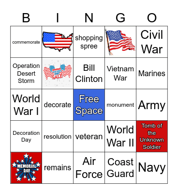 Memorial Day Bingo Card