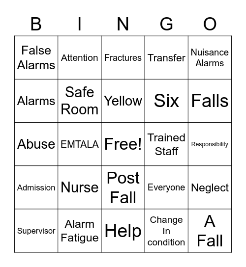 Orientation Bingo Card