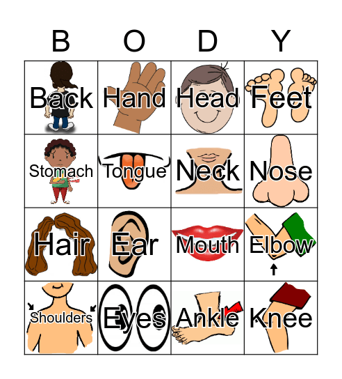 Body Parts Bingo Card