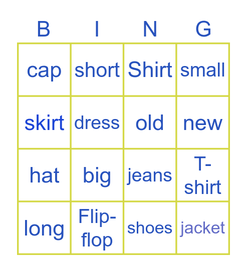 cloth Bingo Card