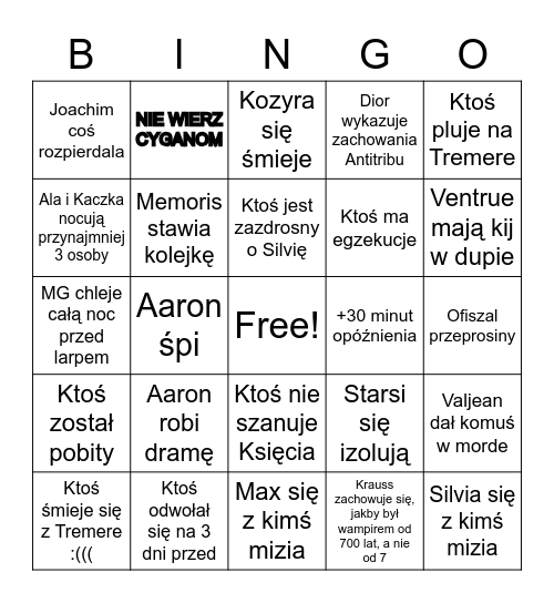 Cyklik Schwarz Bingo Card