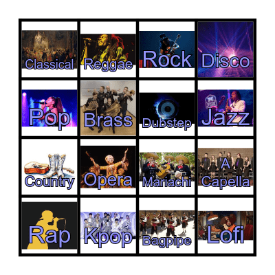 Musical Genre Checklist! Bingo Card