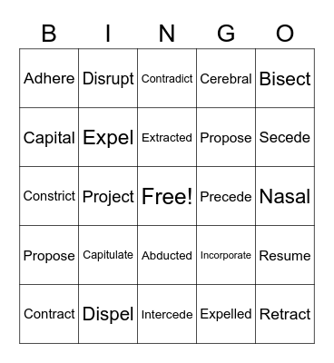 Vocabulary Final Book A Bingo Card