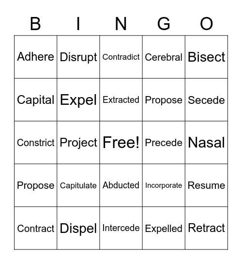 Vocabulary Final Book A Bingo Card