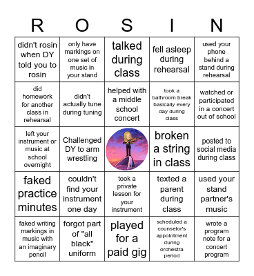 Orchestra bingo Card