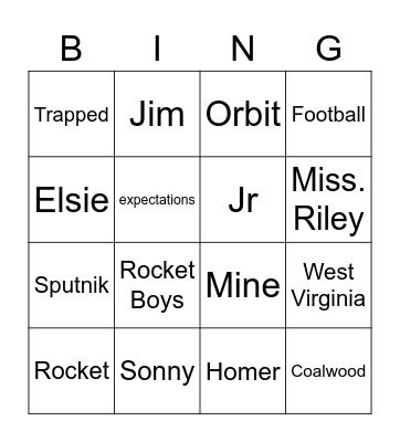 October Sky Bingo Card