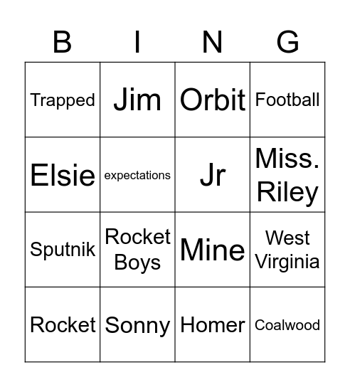 October Sky Bingo Card